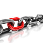 Kaede hvor det ene led er roedt skal symbolisere et link til brug for linkbuilding paa internettet